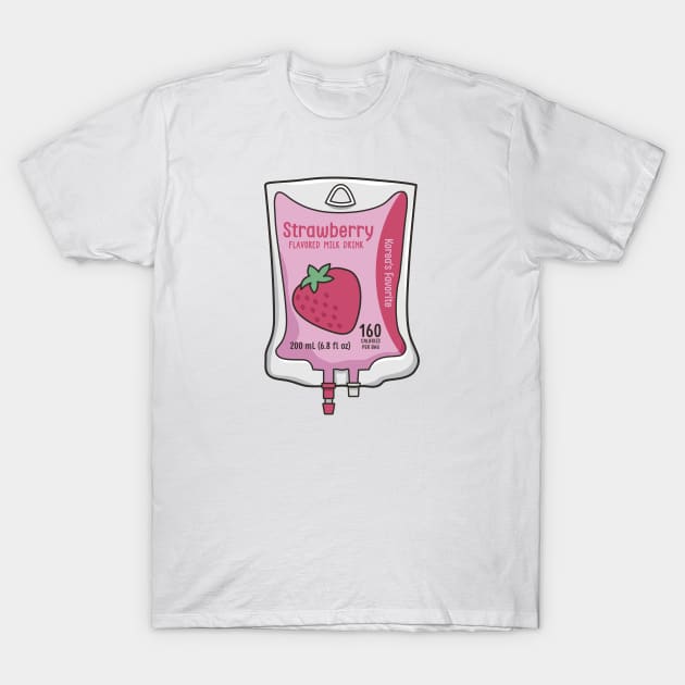 Aesthetic Korean Strawberry Milk IV Bag for medical and nursing students, nurses, doctors, and health workers who love milk T-Shirt by spacedowl